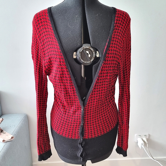 Small Red And Black Cross Cardigan 
